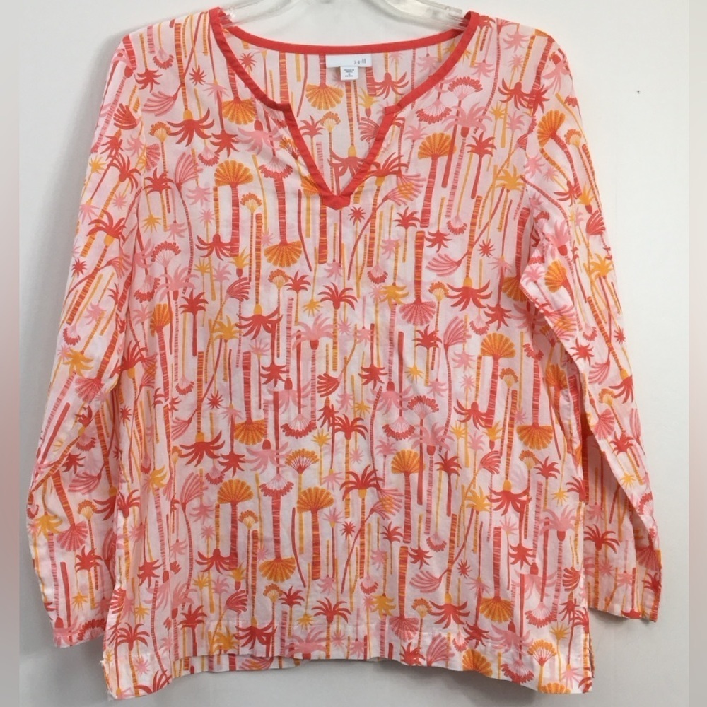 J. Jill Women's Summer Sheer Coral Pink Beachy Pull Over Tunic Size SP GREAT